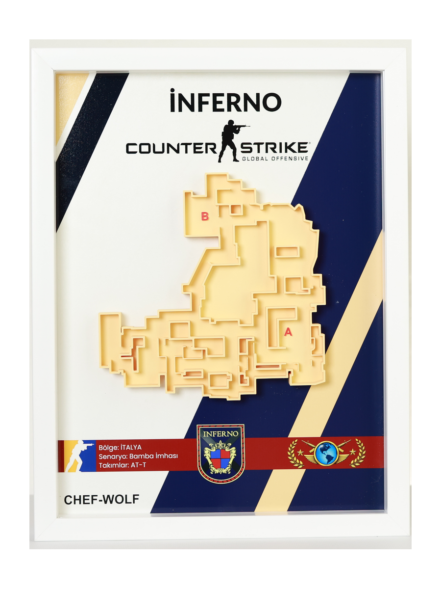 Inferno harita tablosu, 20×30 cm ölçü seçeneği