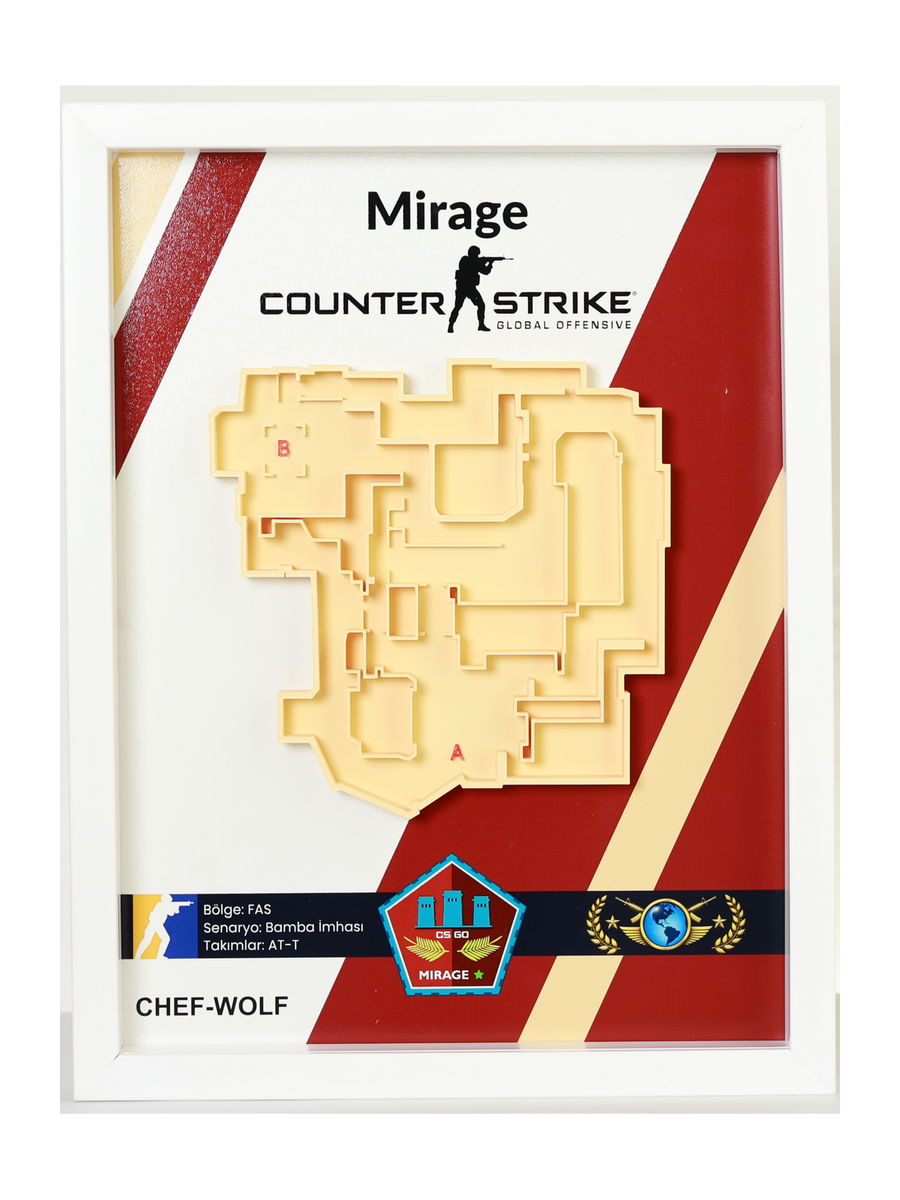 Mirage harita tablosu, 15×21 cm ölçü seçeneği